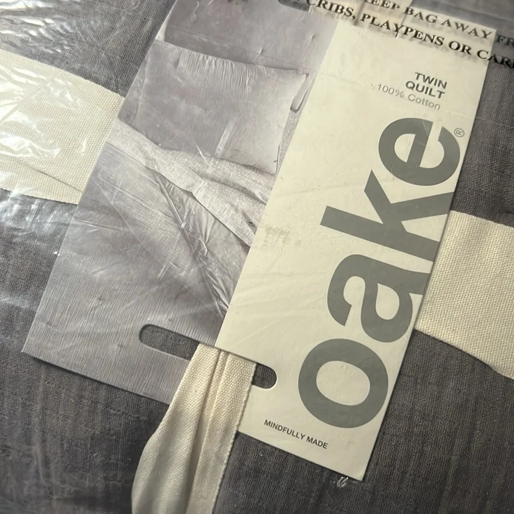 OAKE Textured Gauze Quilt, Twin, Charcoal, Created for Macy's